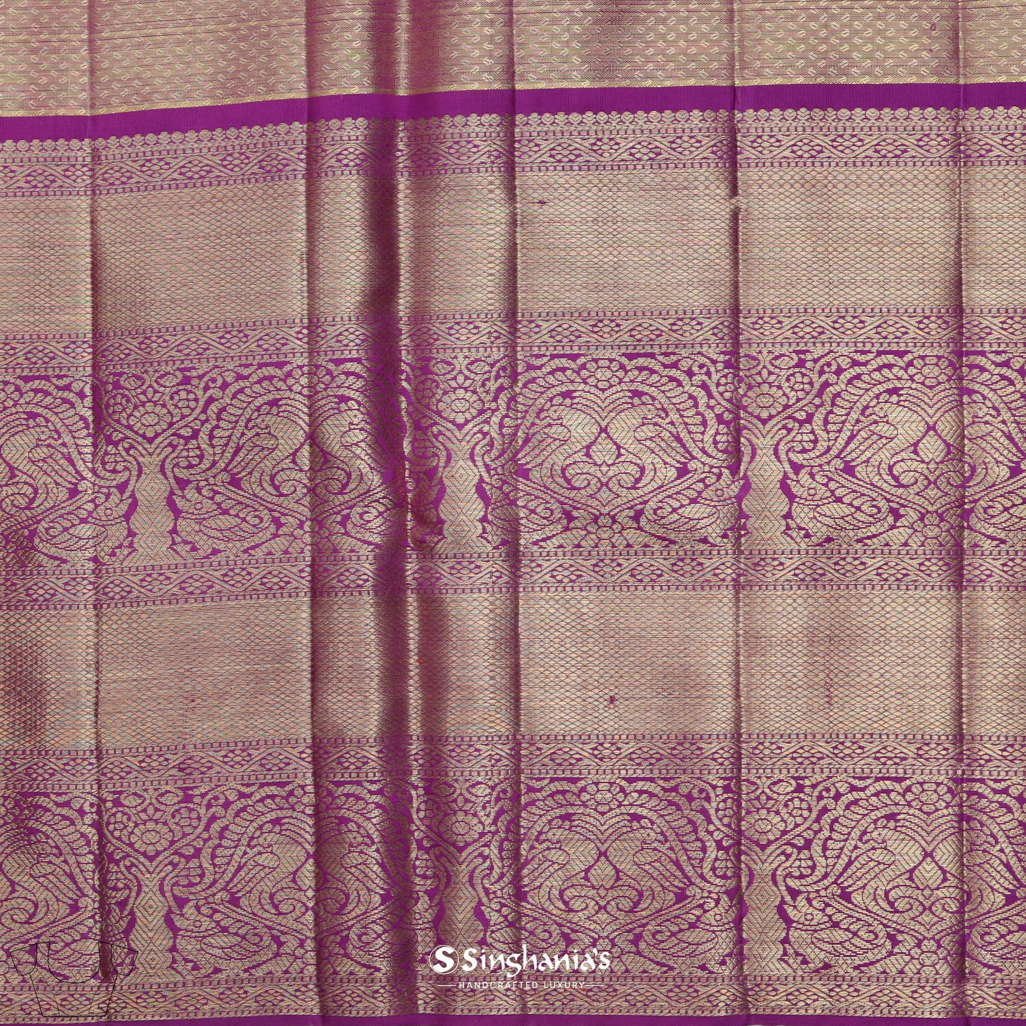 Spanish Pink Kanjivaram Silk Saree With Floarl Jaal