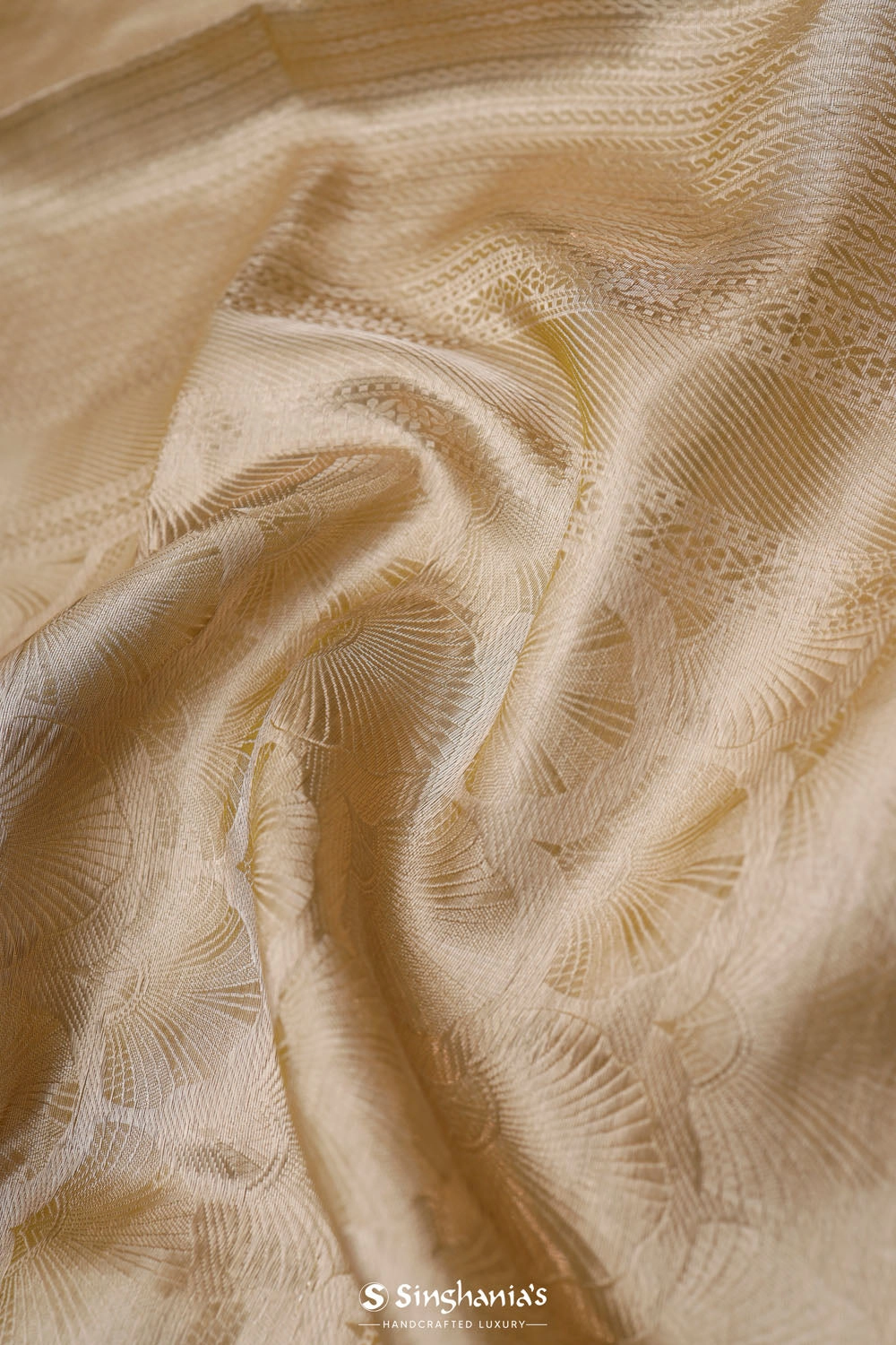 Spinach Green Jaal Tissue Banarasi Saree
