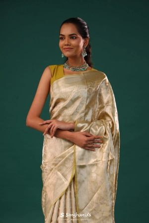 Spinach Green Jaal Tissue Banarasi Saree