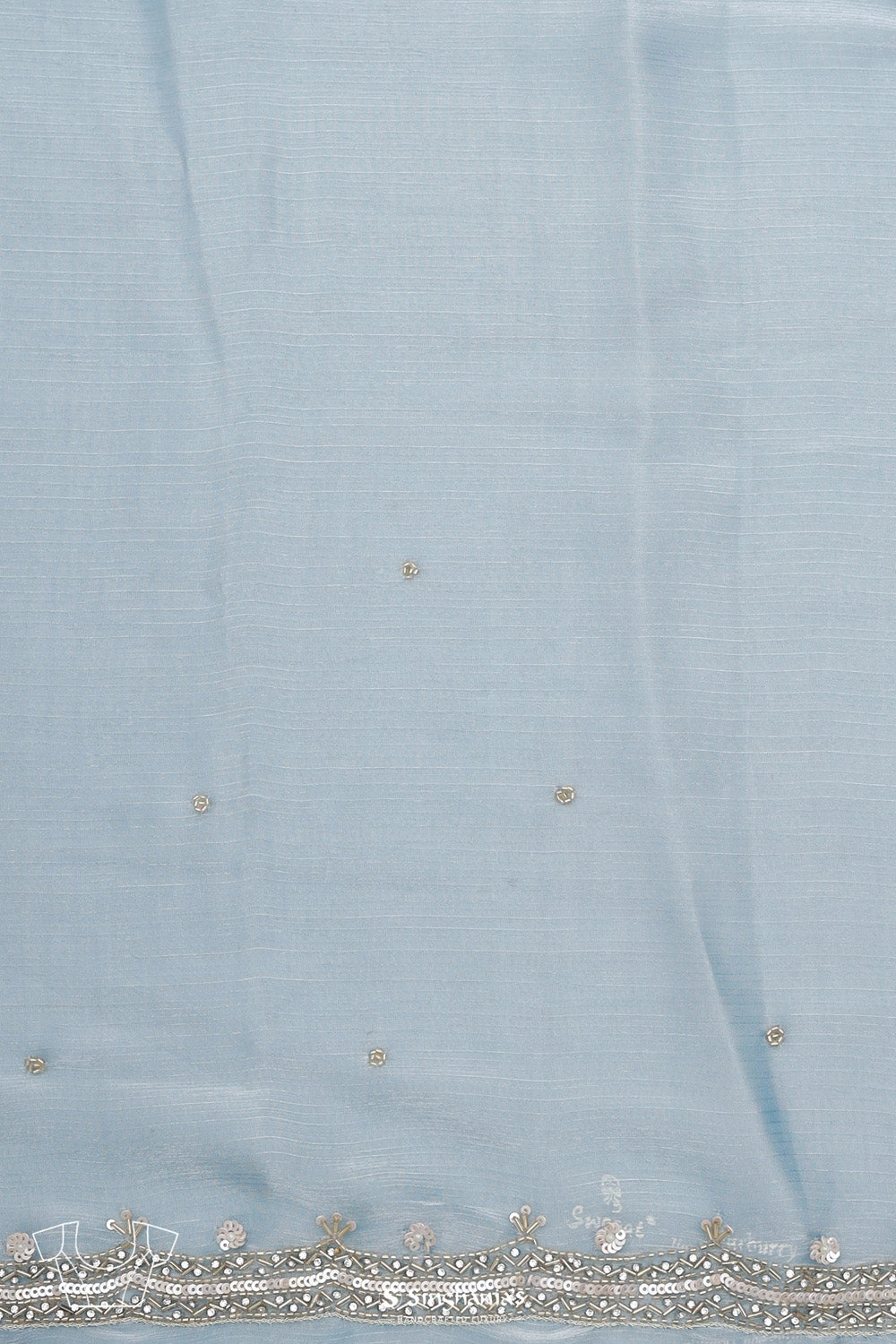 Steel Blue Silk Butti Handcrafted Saree