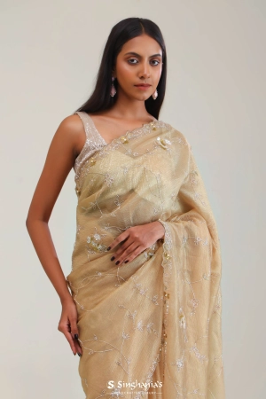 Sunset Gold Crafted Tissue Saree