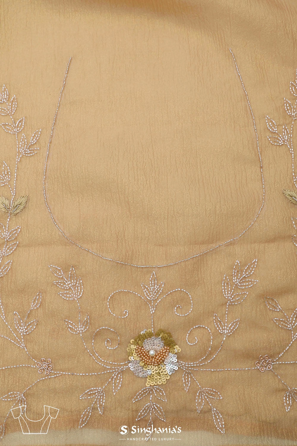 Sunset Gold Crafted Tissue Saree