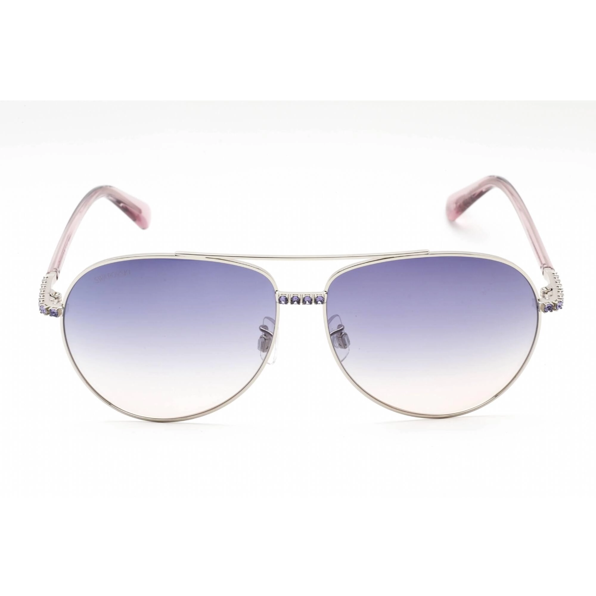 Swarovski Women's Sunglasses - Full Rim Shiny Palladium Metal Aviator | SK0343-H 16Z