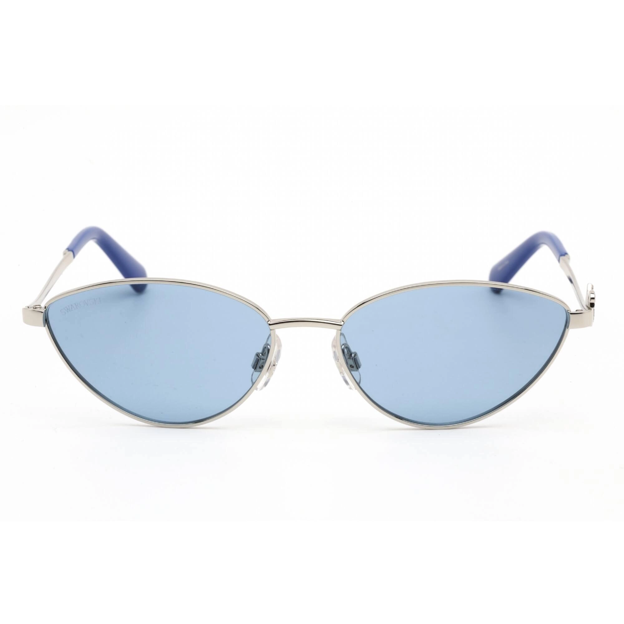 Swarovski Women's Sunglasses - Full Rim Shiny Palladium Metal Cat Eye | SK0261 16V