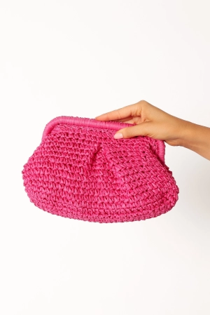 Theo Woven Clutch - Pink