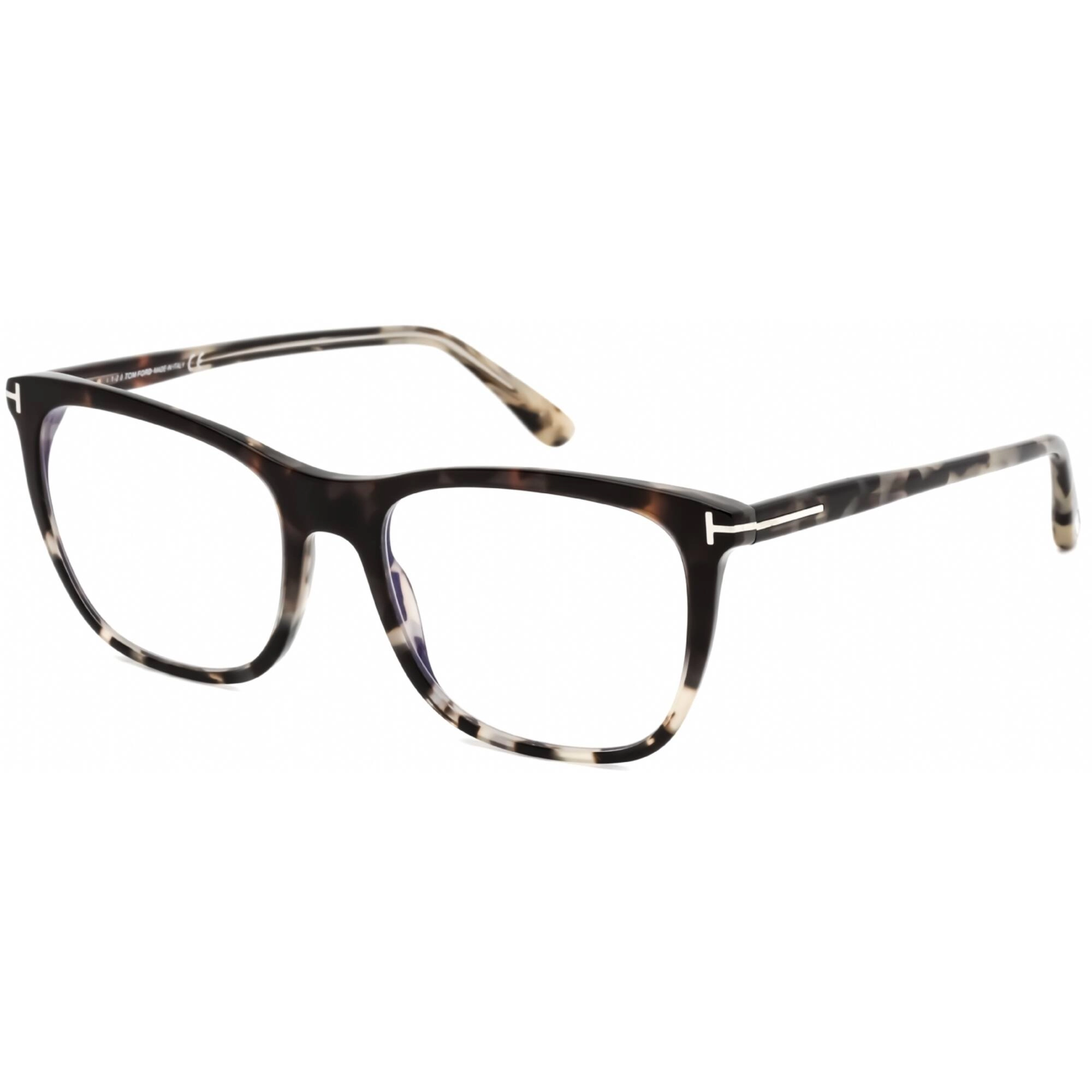 Tom Ford Men's Eyeglasses - Havana/Other Acetate Square Full Rim Frame | FT5672-B 056