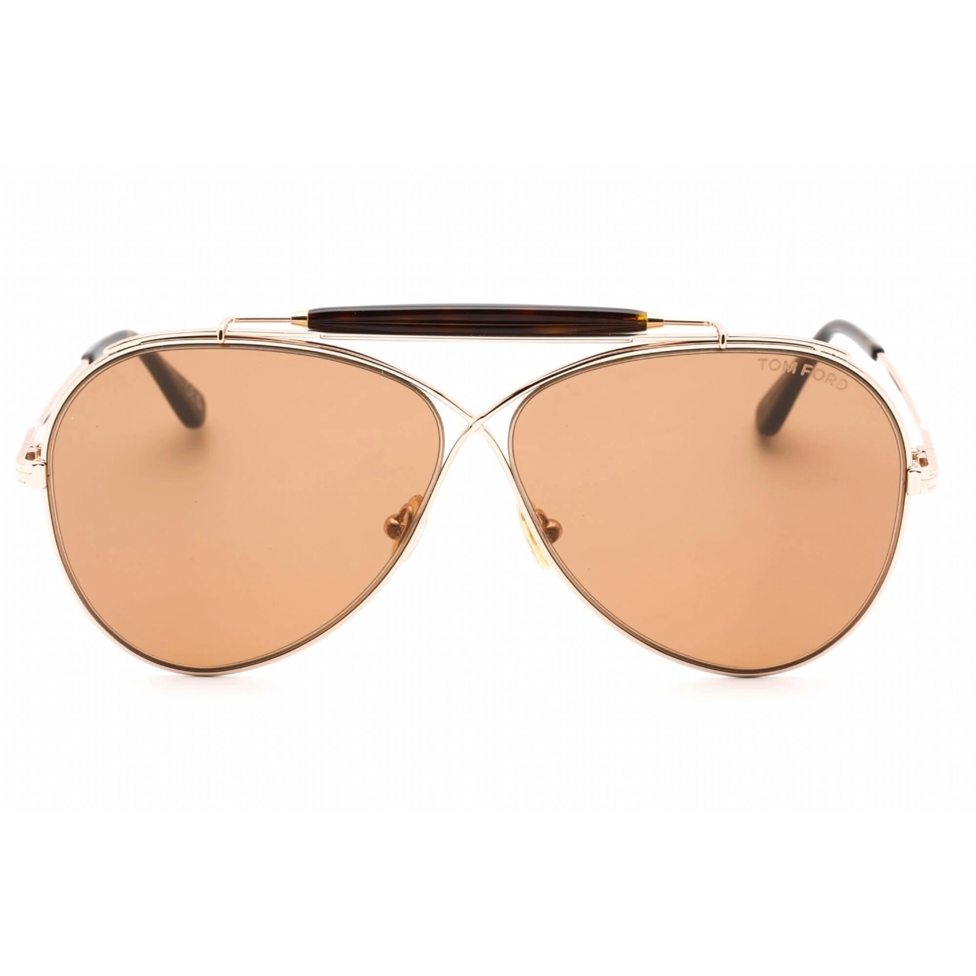 Tom Ford Men's Sunglasses - Shiny Rose Gold Metal Aviator Shape Frame | FT0818 28E