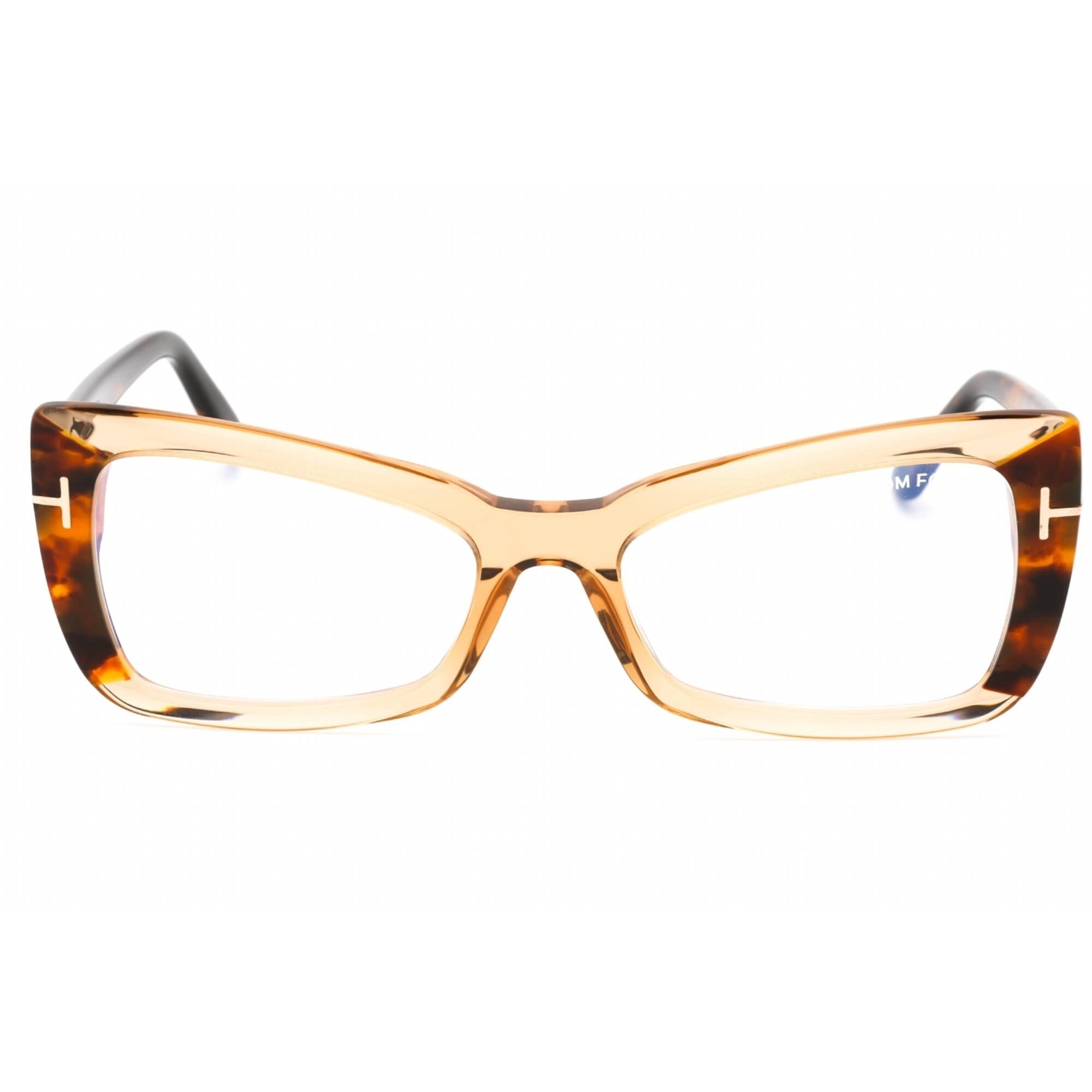 Tom Ford Women's Eyeglasses - Shiny Light Brown Plastic Cat Eye Frame | FT5879-B 045