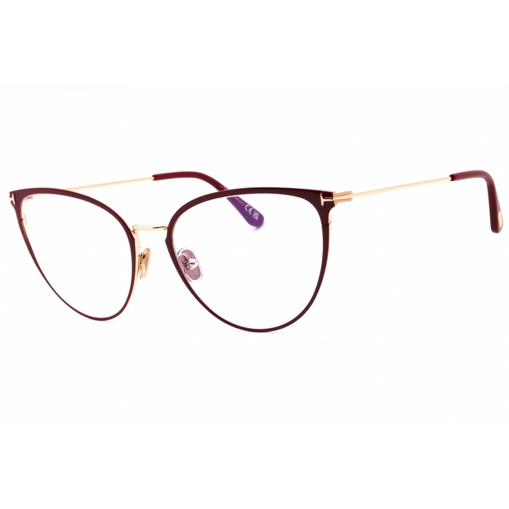 Tom Ford Women's Eyeglasses - Shiny Red Metal Cat Eye Full Rim Frame | FT5840-B 066