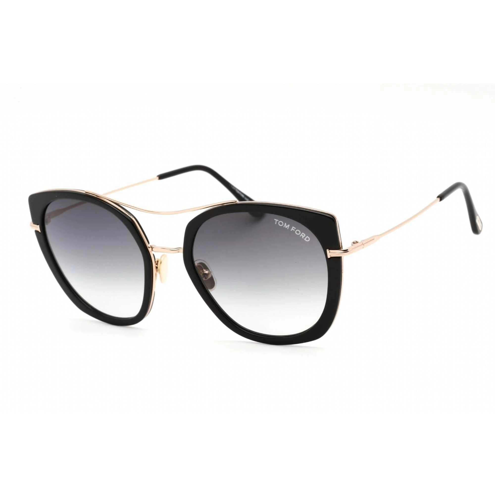 Tom Ford Women's Sunglasses - Shiny Black Metal Frame Gradient Smoke Lens | FT0760 01B