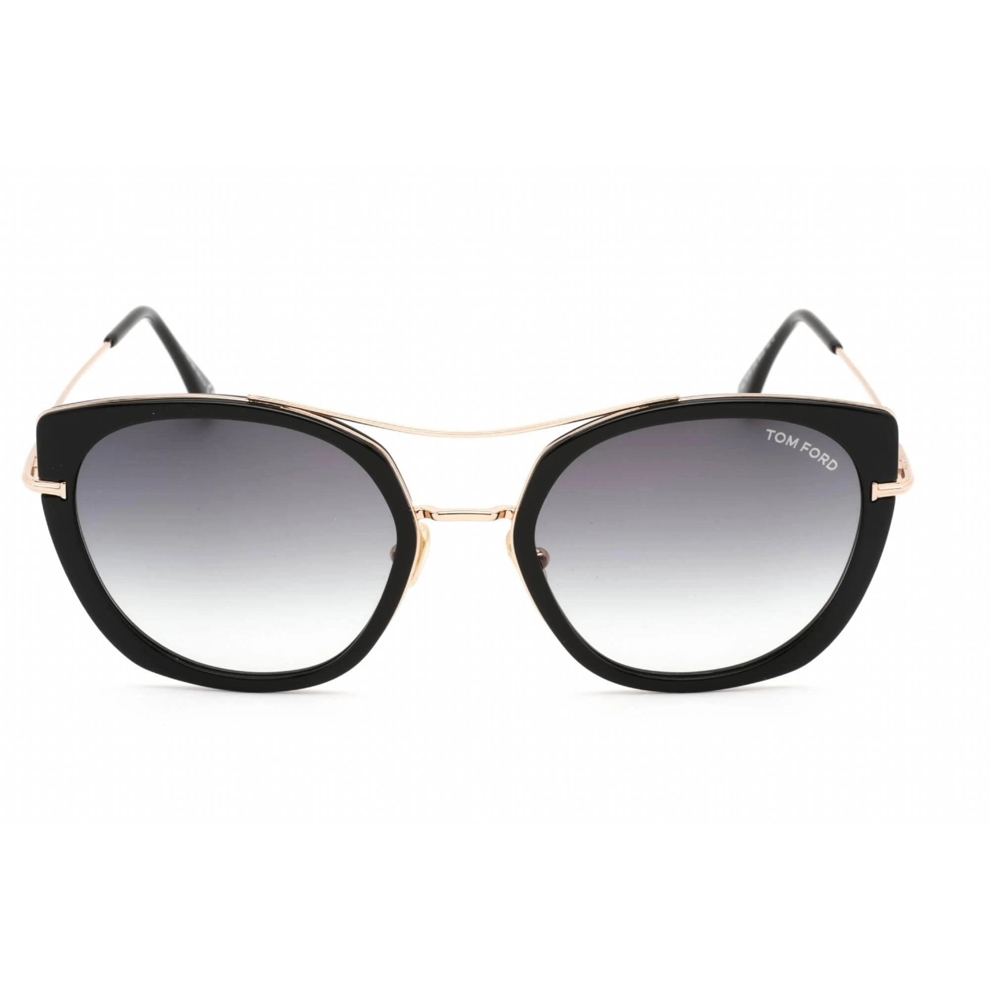 Tom Ford Women's Sunglasses - Shiny Black Metal Frame Gradient Smoke Lens | FT0760 01B