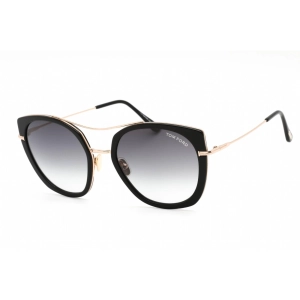 Tom Ford Women's Sunglasses - Shiny Black Metal Frame Gradient Smoke Lens | FT0760 01B