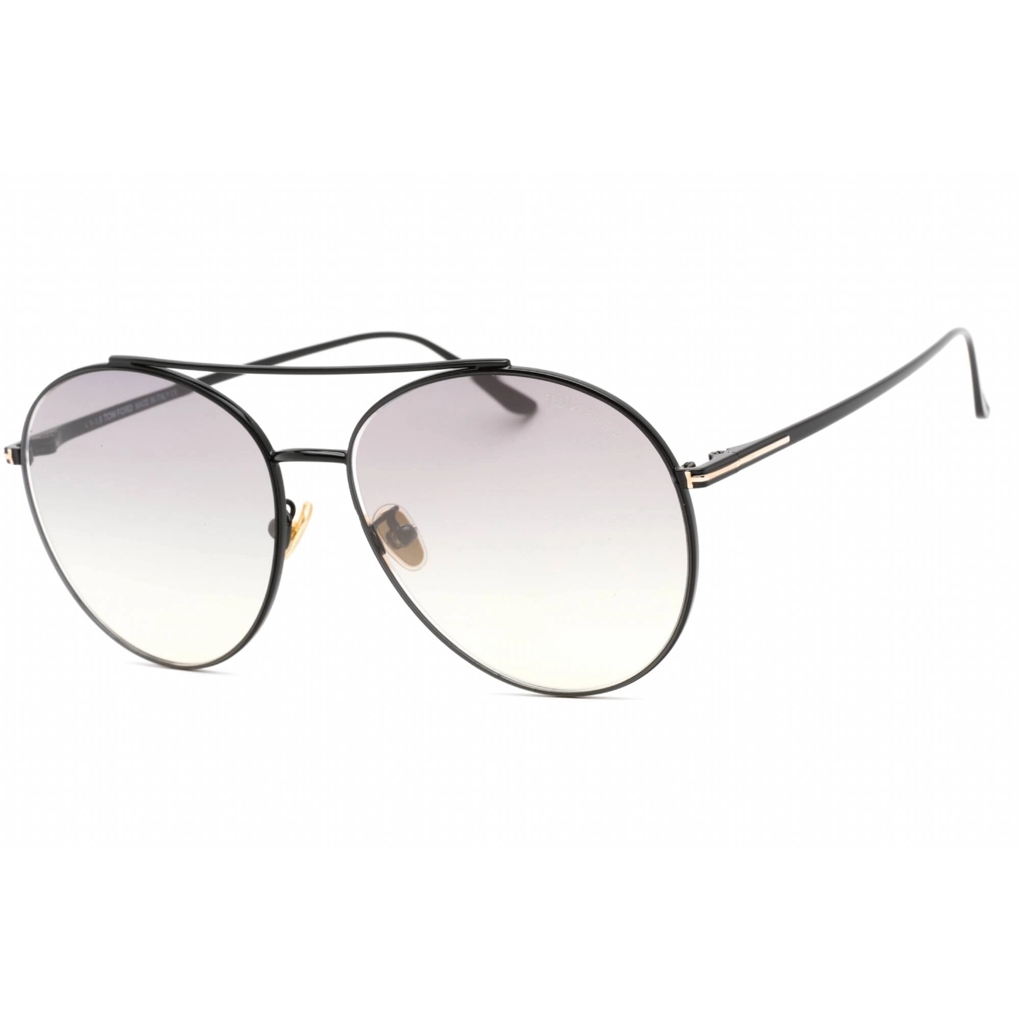 Tom Ford Women's Sunglasses - Shiny Black Metal Pilot Shape Frame | FT0757-D 01C