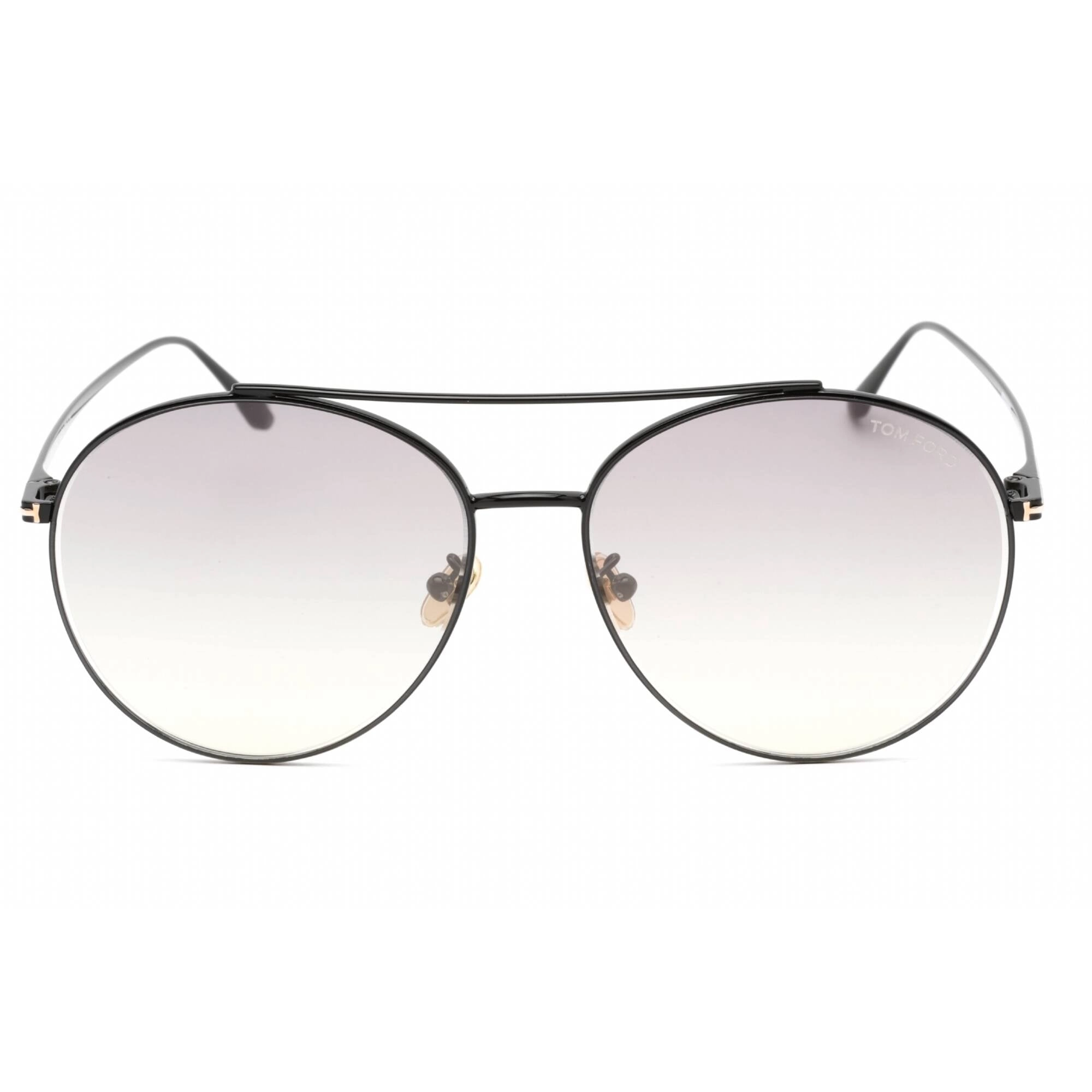 Tom Ford Women's Sunglasses - Shiny Black Metal Pilot Shape Frame | FT0757-D 01C