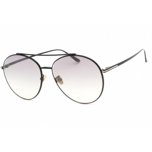 Tom Ford Women's Sunglasses - Shiny Black Metal Pilot Shape Frame | FT0757-D 01C