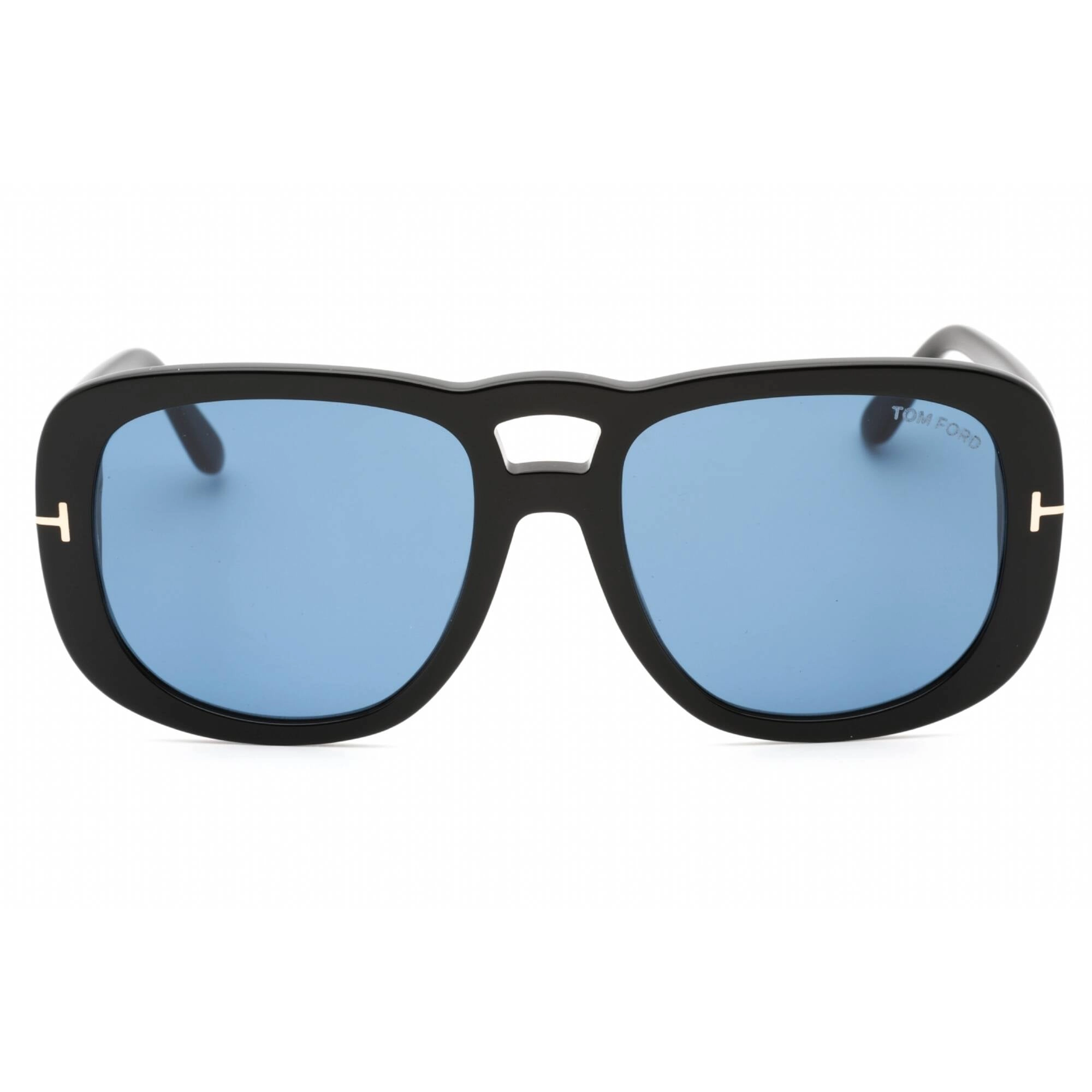 Tom Ford Women's Sunglasses - Shiny Black Plastic Pilot Frame Blue Lens | FT1012 01V