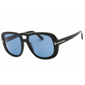 Tom Ford Women's Sunglasses - Shiny Black Plastic Pilot Frame Blue Lens | FT1012 01V