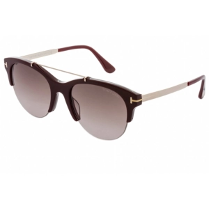 Tom Ford Women's Sunglasses - Shiny Bordeaux Plastic Pilot Shape Frame | FT0517 69T