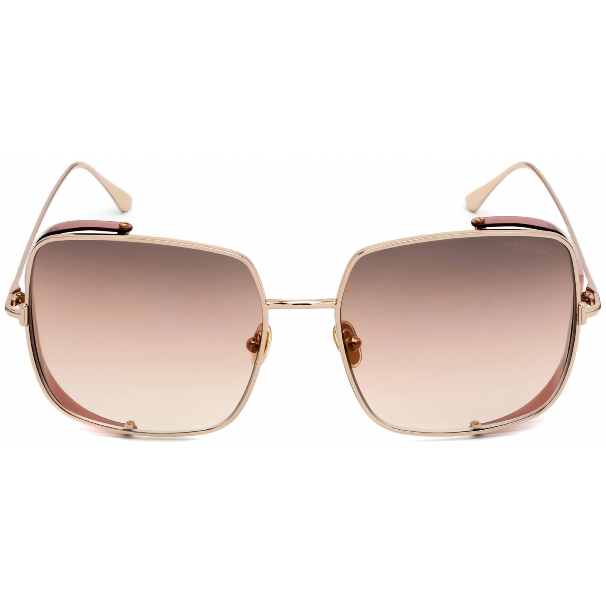Tom Ford Women's Sunglasses - Shiny Rose Gold Metal Square Shape Frame | FT0901 28F