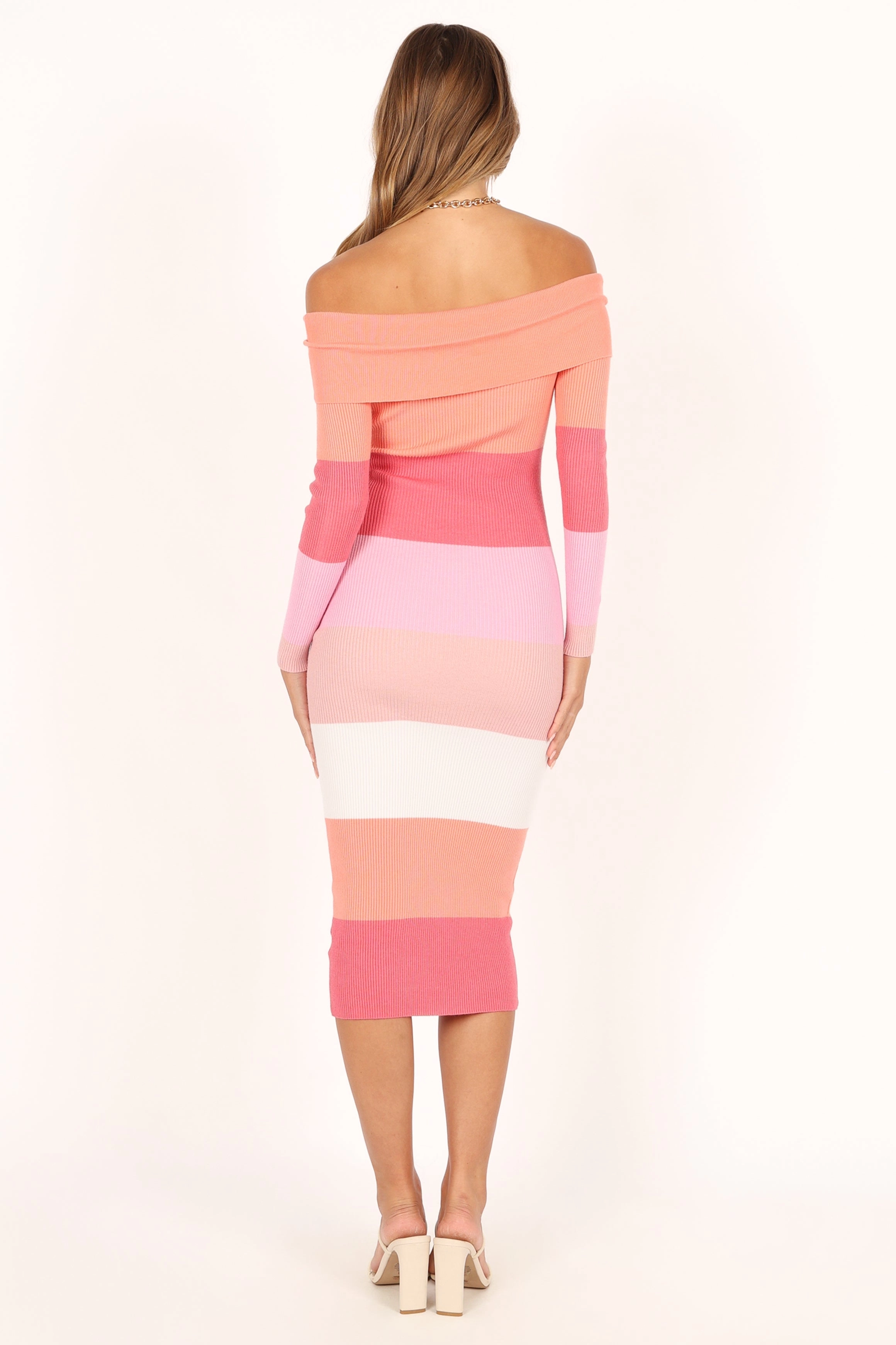 Torri Long Sleeve Midi Dress - Pink Multi