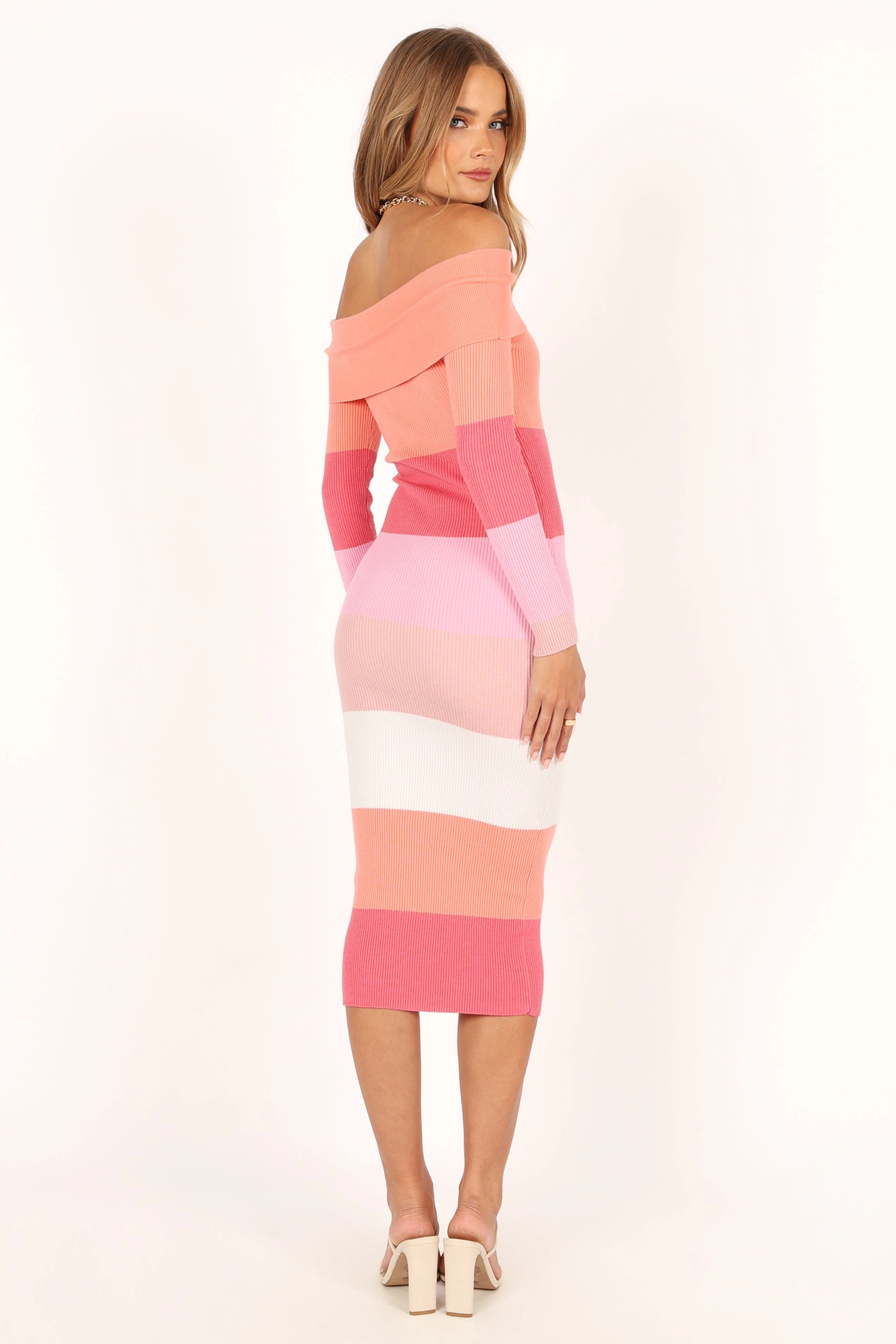 Torri Long Sleeve Midi Dress - Pink Multi