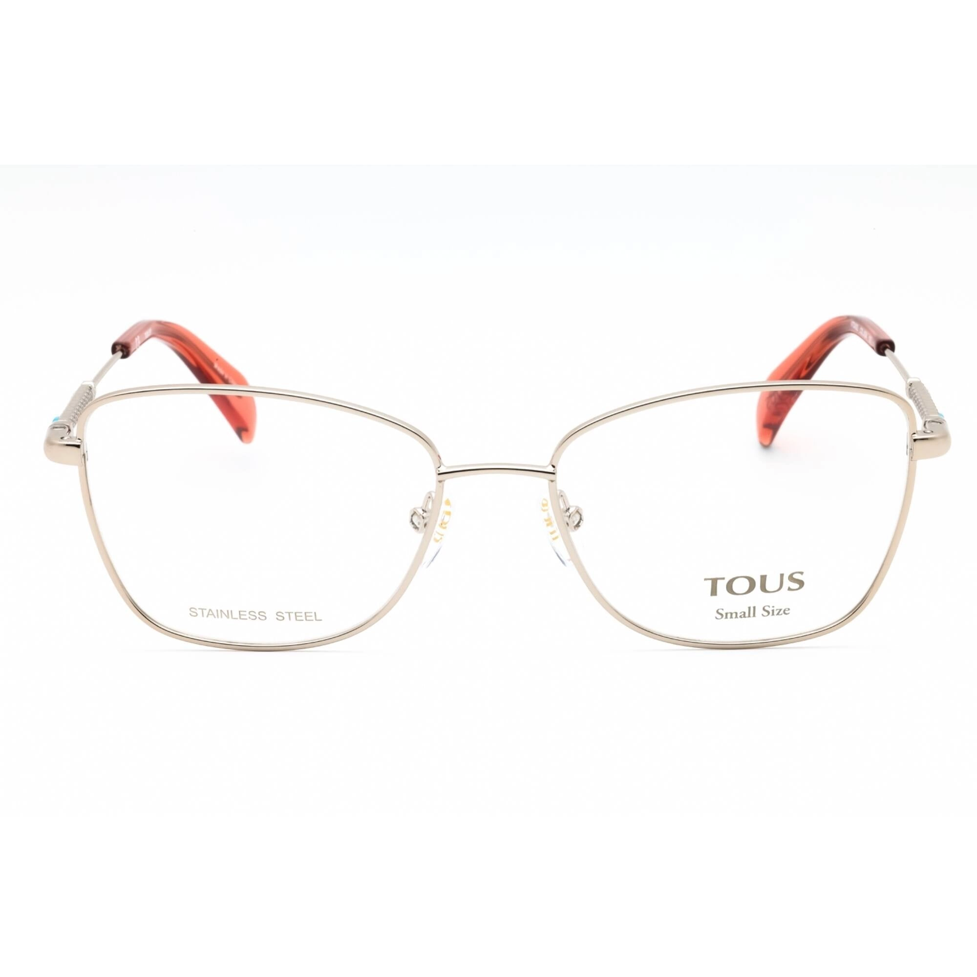 Tous Women's Eyeglasses - Shiny Light Gold Metal Cat Eye Full Rim Frame | VTO433L 0594