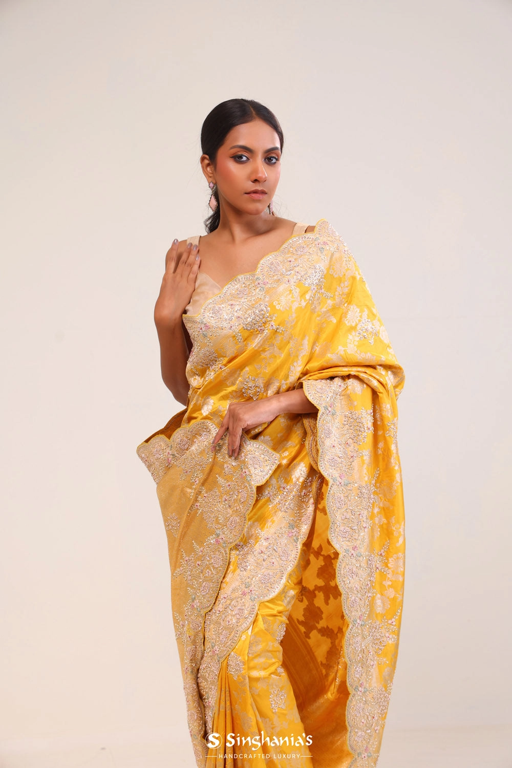 Turmeric Yellow Silk Handcrafted Saree