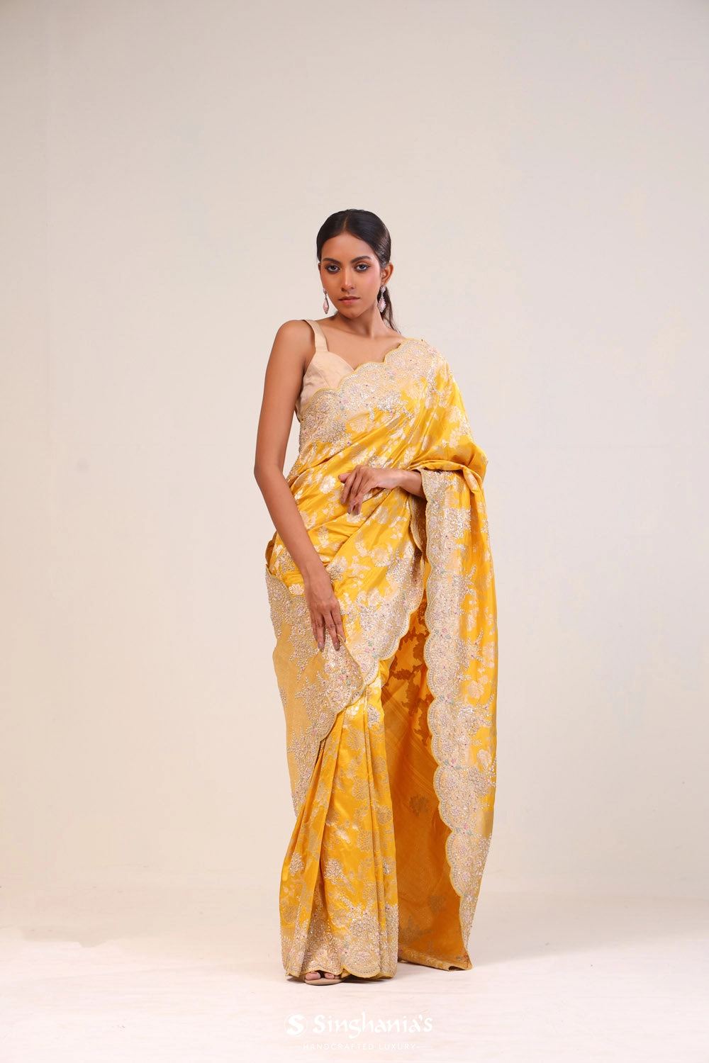 Turmeric Yellow Silk Handcrafted Saree