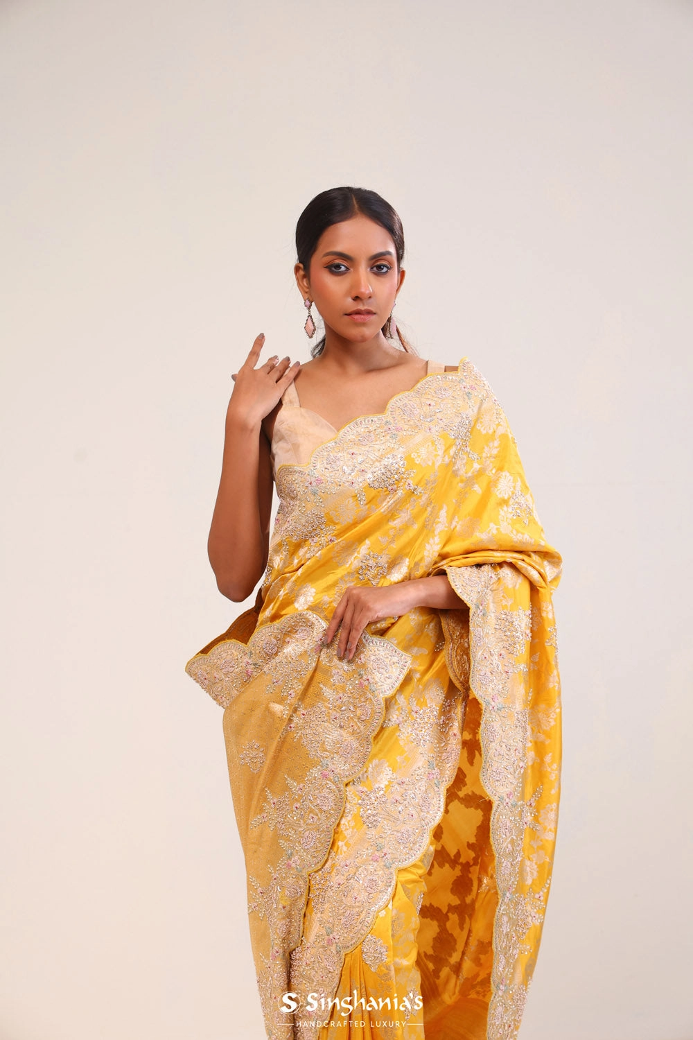 Turmeric Yellow Silk Handcrafted Saree