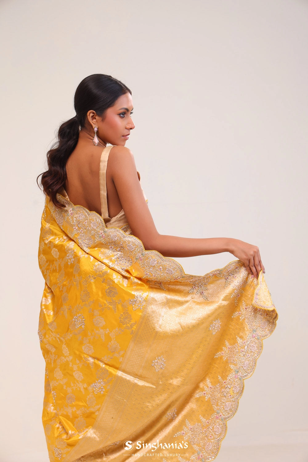 Turmeric Yellow Silk Handcrafted Saree