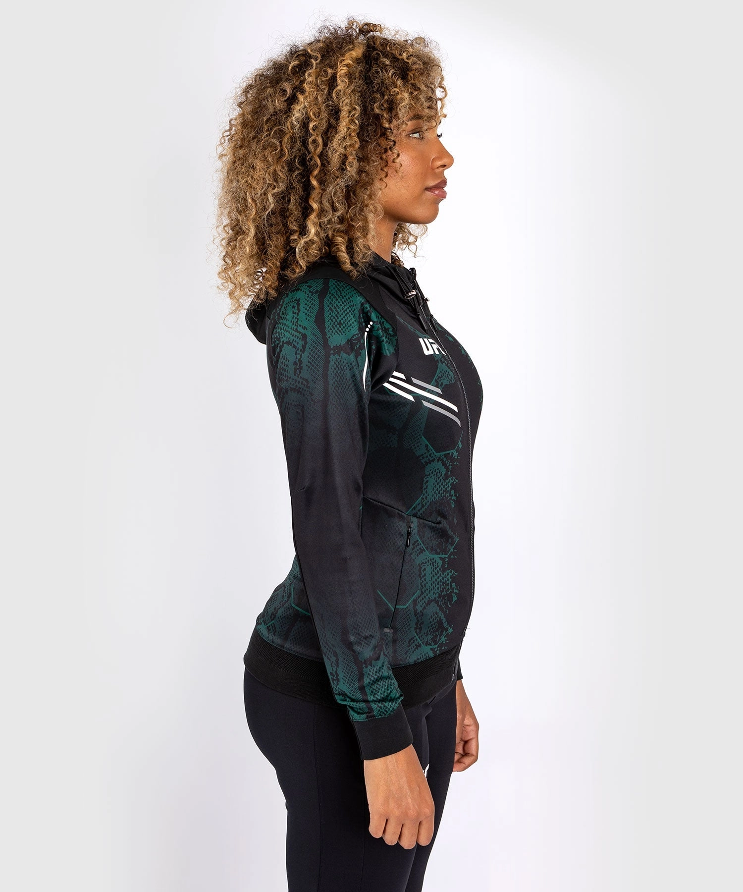 UFC Adrenaline by Venum  Personalized Authentic Fight Night Women’s Walkout Hoodie - Emerald Edition - Green/Black