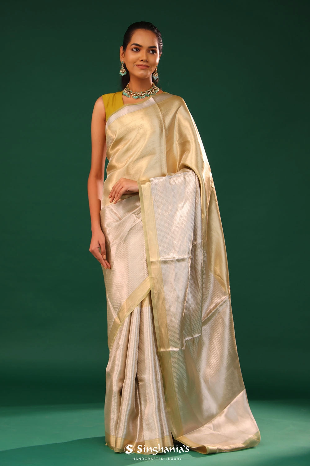 Vegas Gold Jaal Tissue Banarasi Saree