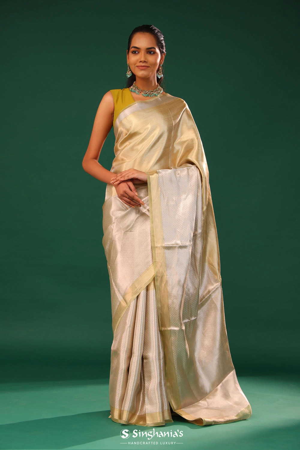 Vegas Gold Jaal Tissue Banarasi Saree