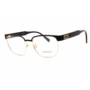 Versace Men's Eyeglasses - Matte Black/Gold Metal Square Full Rim Frame | VE1264 1436