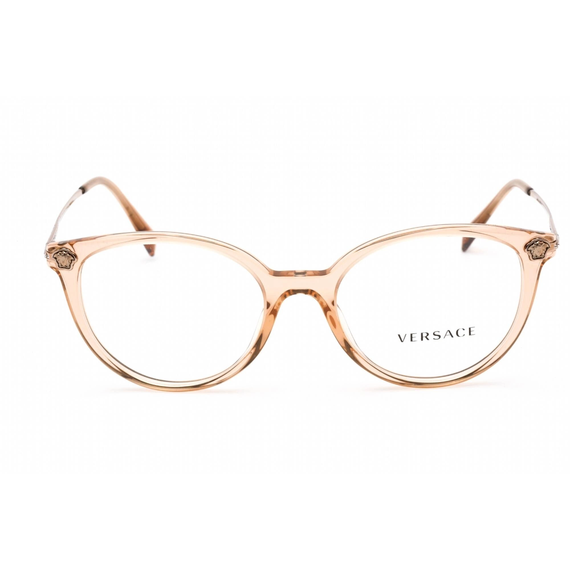 Versace Women's Eyeglasses - Clear Lens Brown Plastic Round Shape Frame | VE3251B 5215
