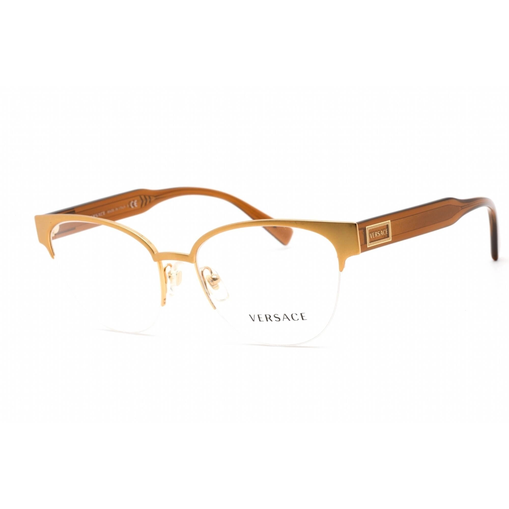 Versace Women's Eyeglasses - Half Rim Cat Eye Matte Gold Metal Frame | 0VE1265 1410