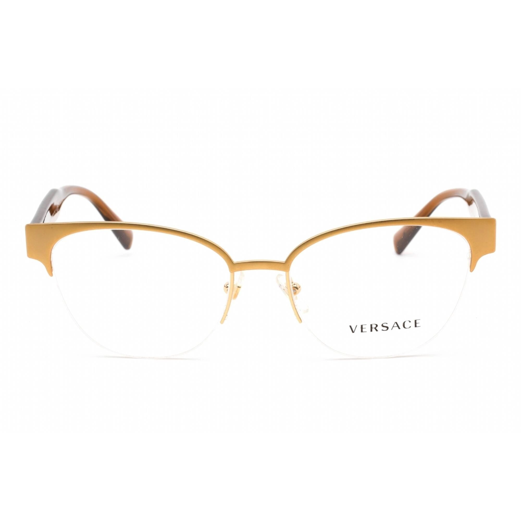 Versace Women's Eyeglasses - Half Rim Cat Eye Matte Gold Metal Frame | 0VE1265 1410