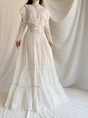Victorian Silk/Cotton Lawn Dress - XS