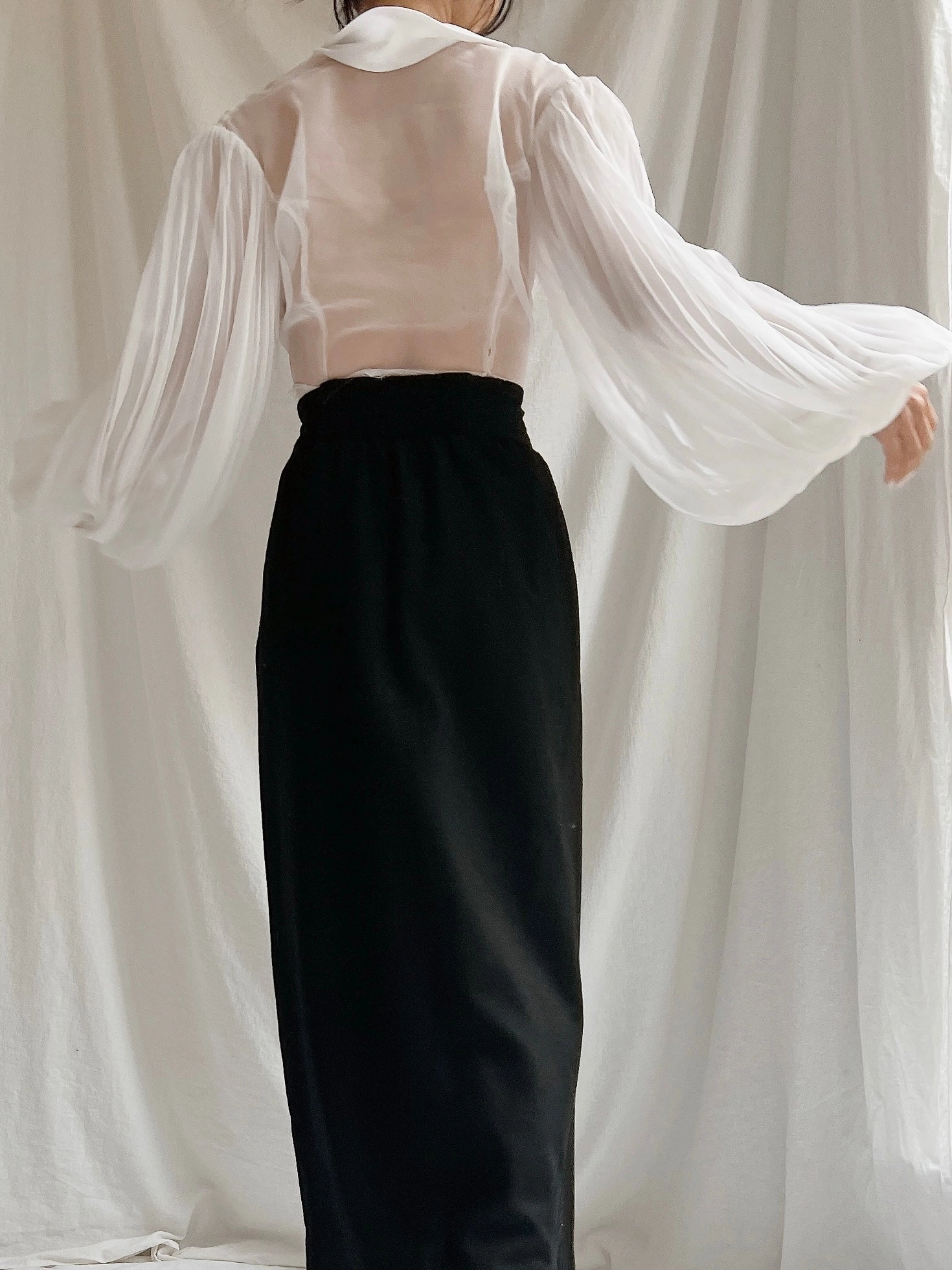 Vintage Balloon Pleated Sleeves Top - XS/S