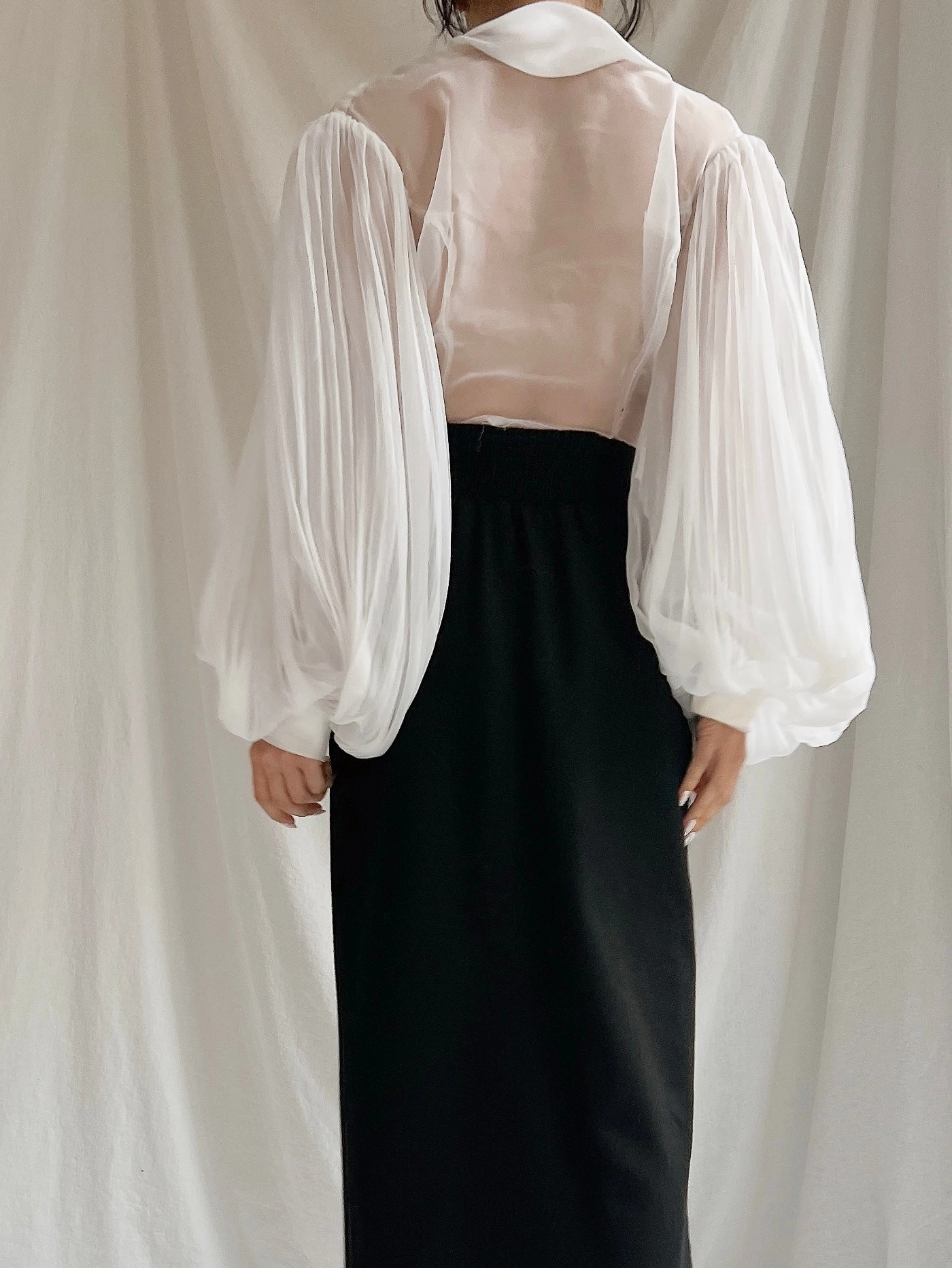 Vintage Balloon Pleated Sleeves Top - XS/S