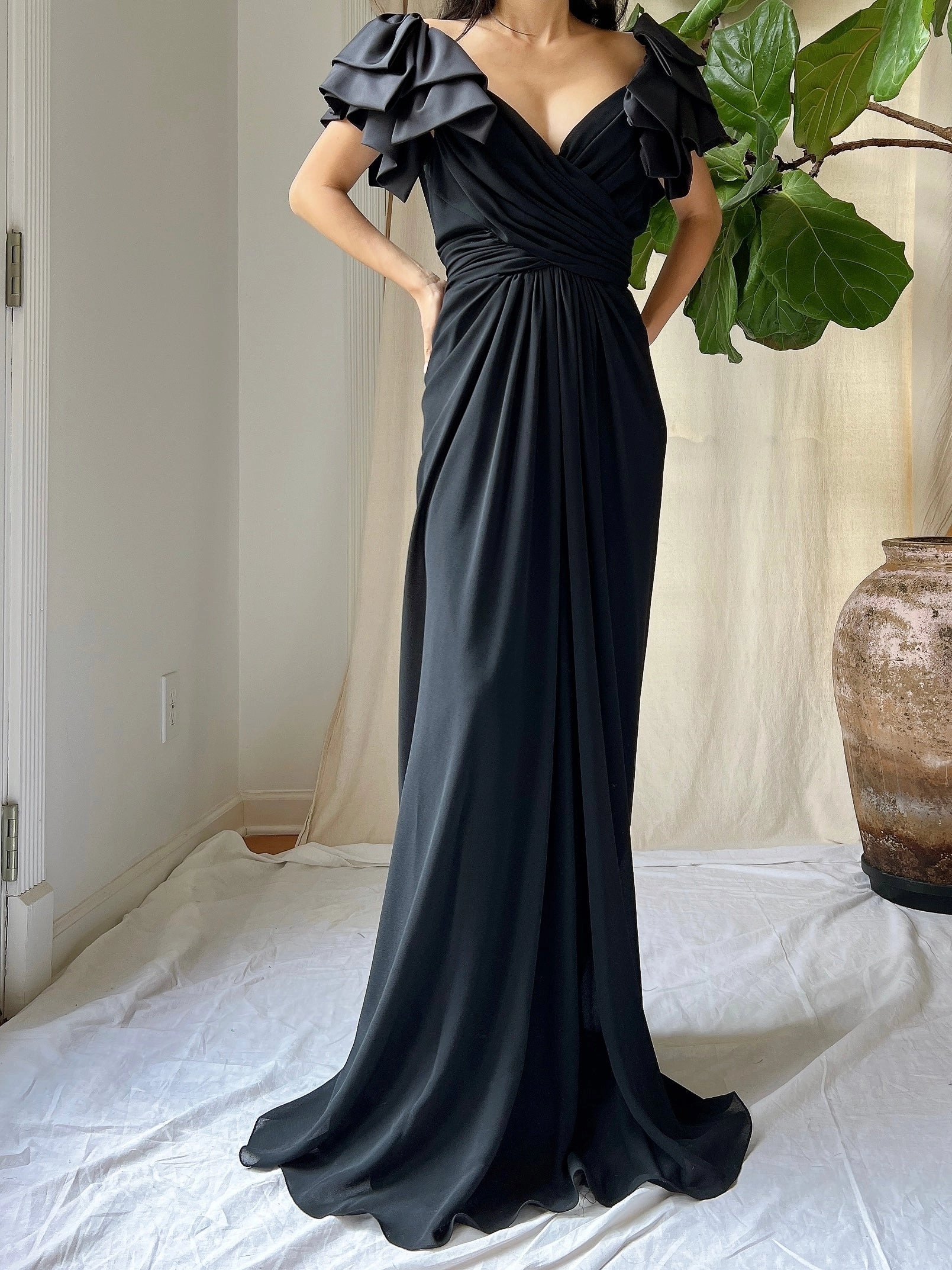 Vintage Draped Rayon Gown - S/M