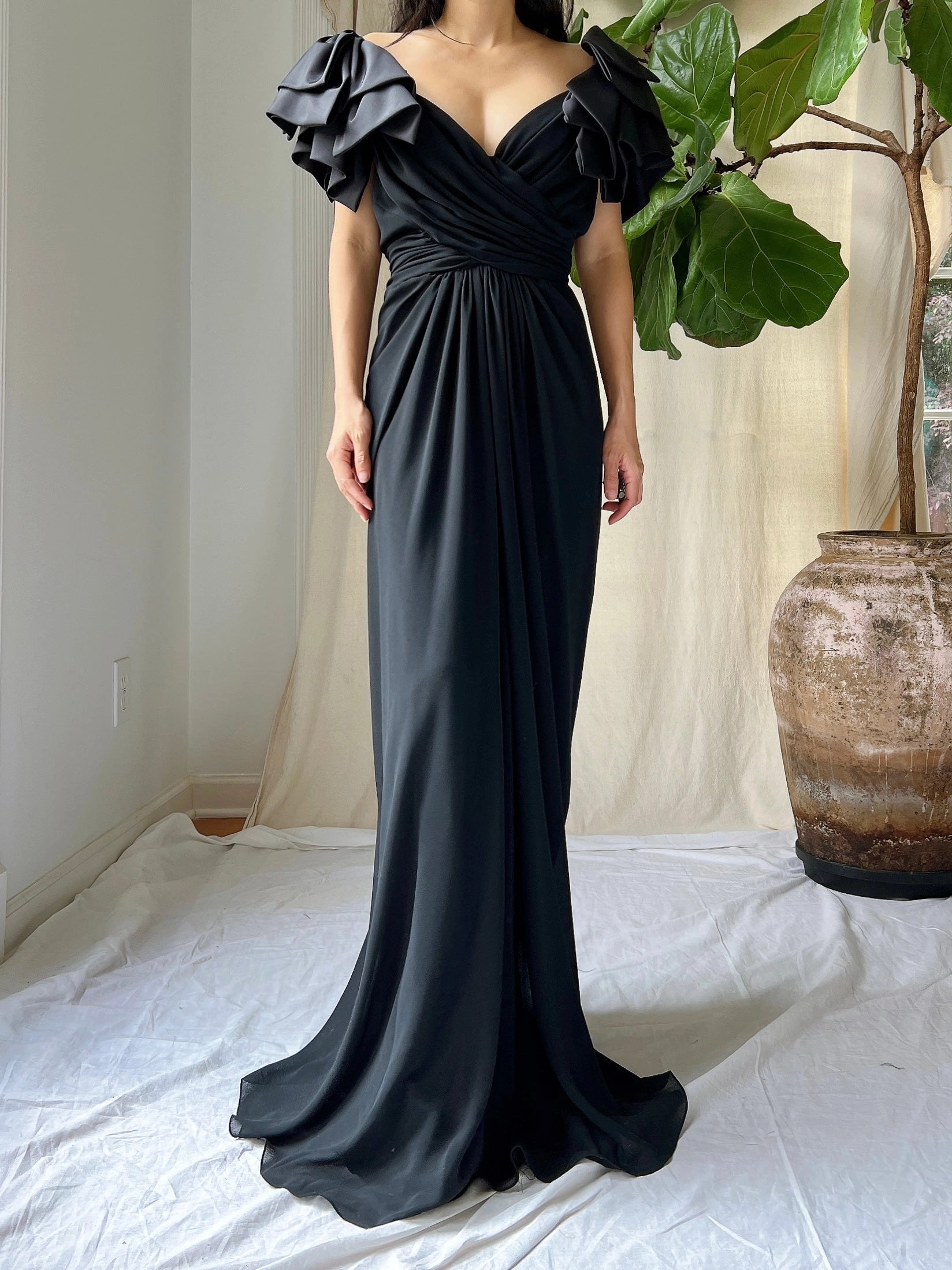 Vintage Draped Rayon Gown - S/M