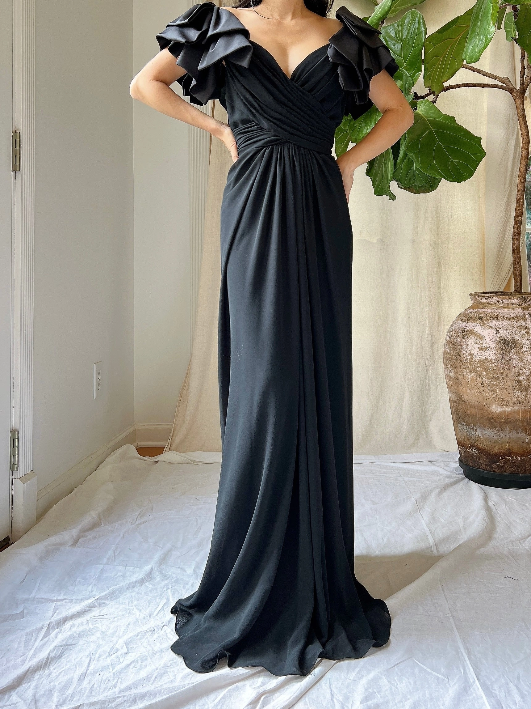 Vintage Draped Rayon Gown - S/M