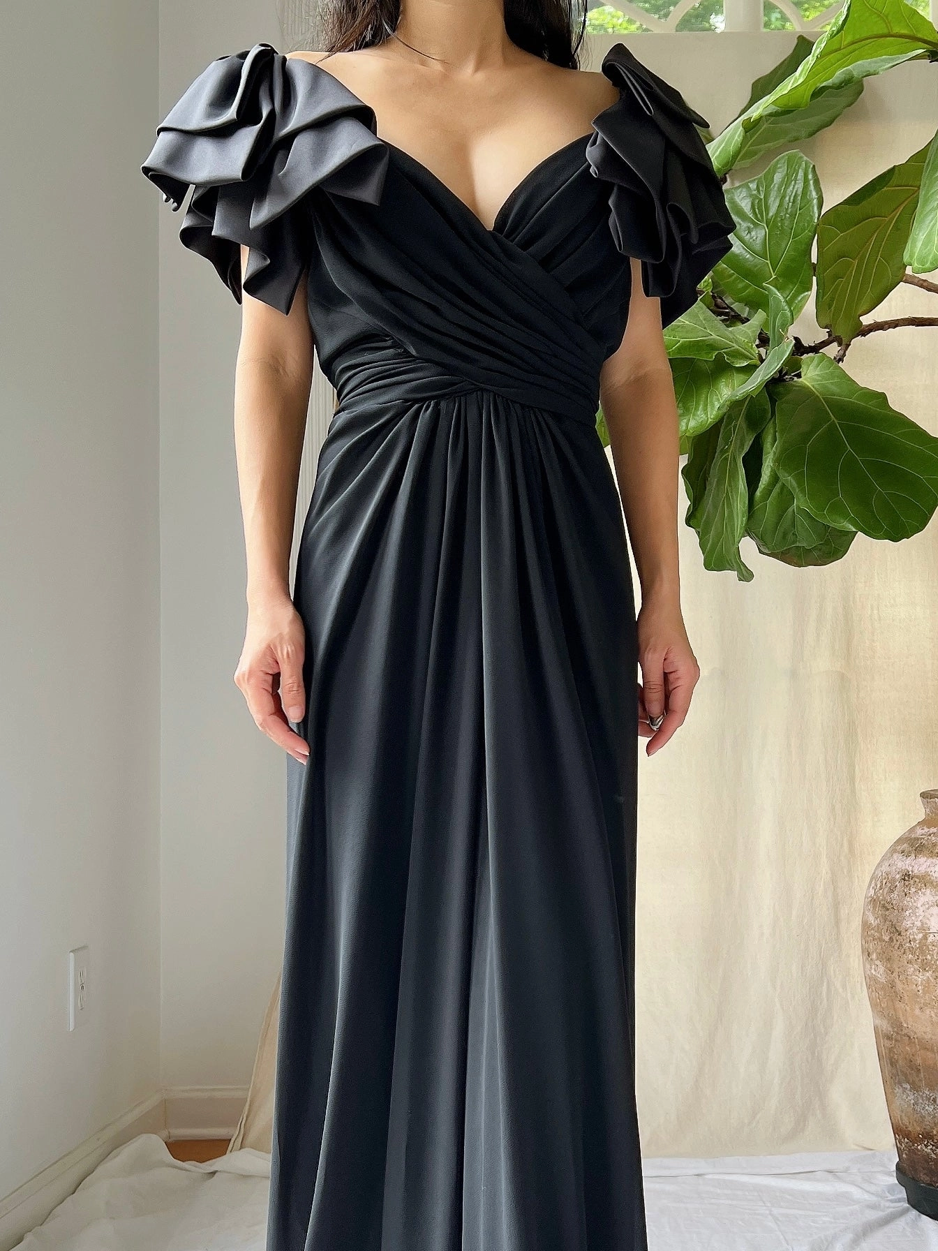 Vintage Draped Rayon Gown - S/M
