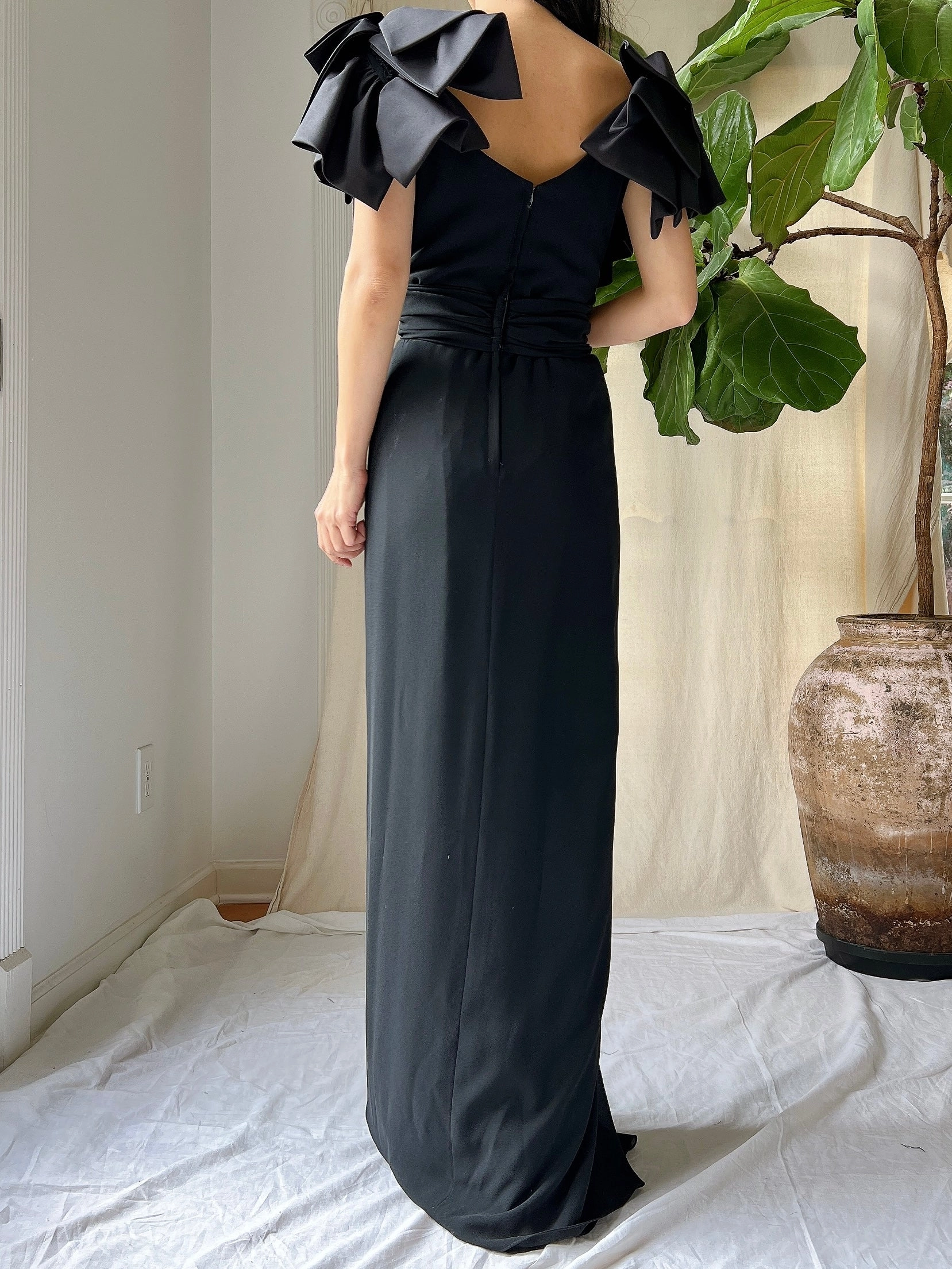 Vintage Draped Rayon Gown - S/M