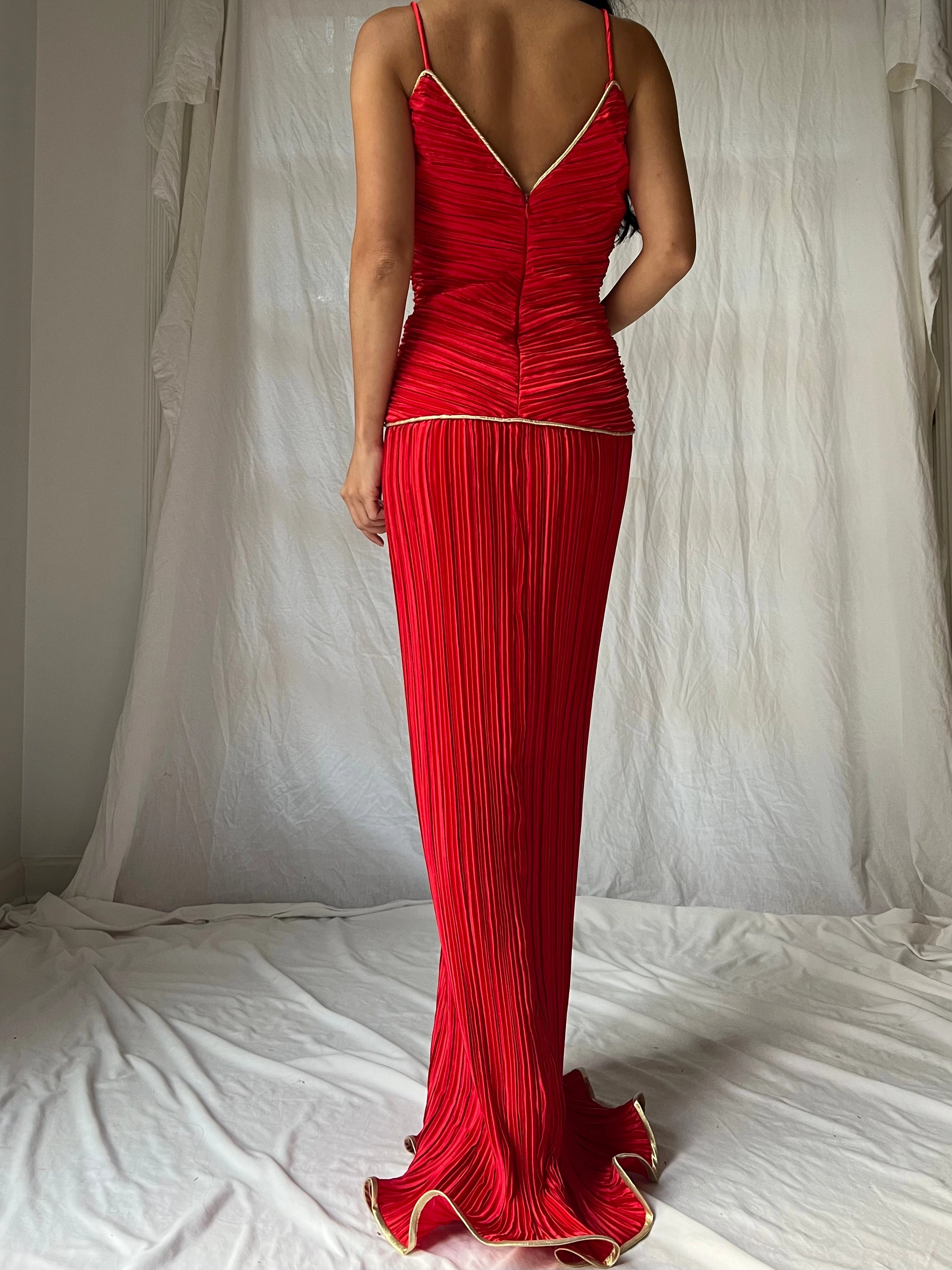 Vintage Micropleated Column Dress - S