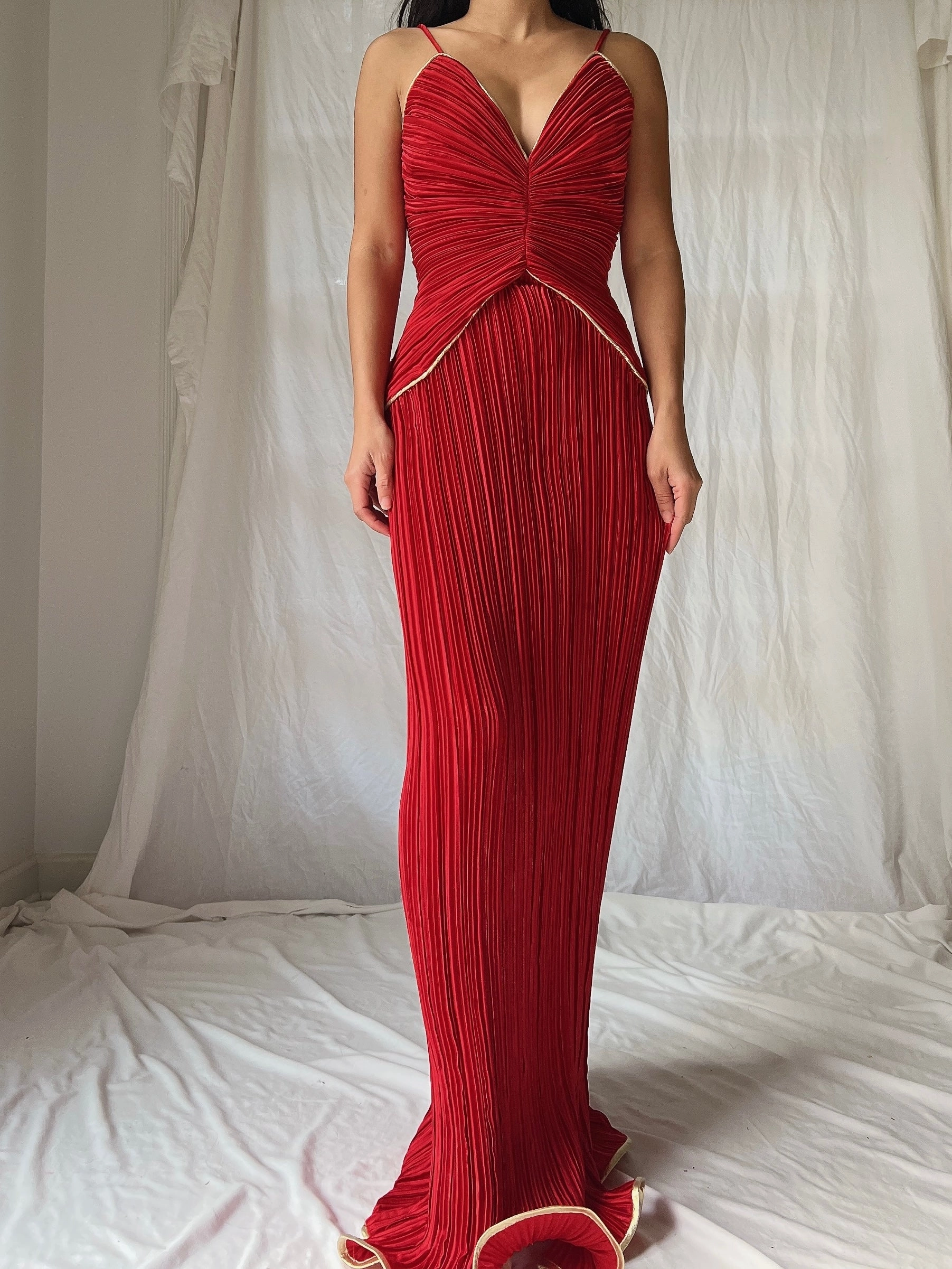 Vintage Micropleated Column Dress - S