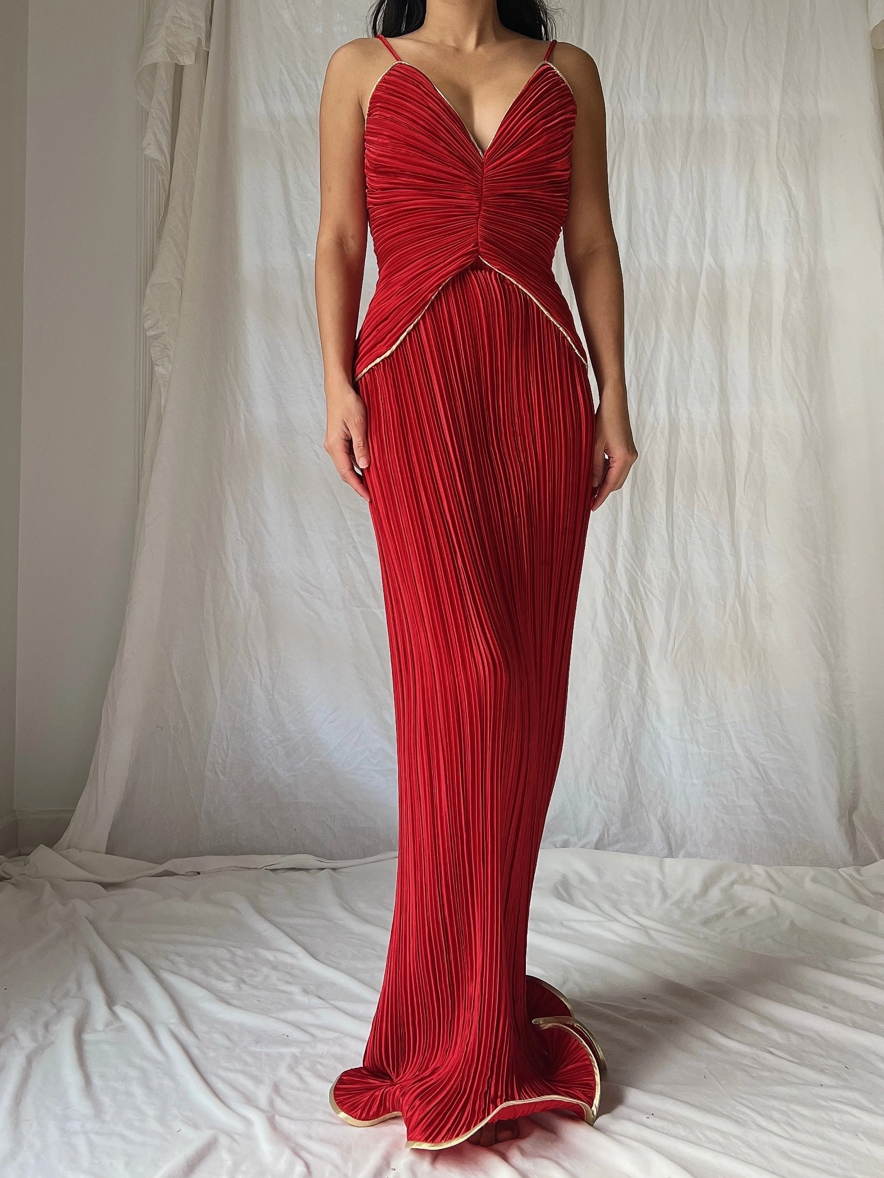 Vintage Micropleated Column Dress - S