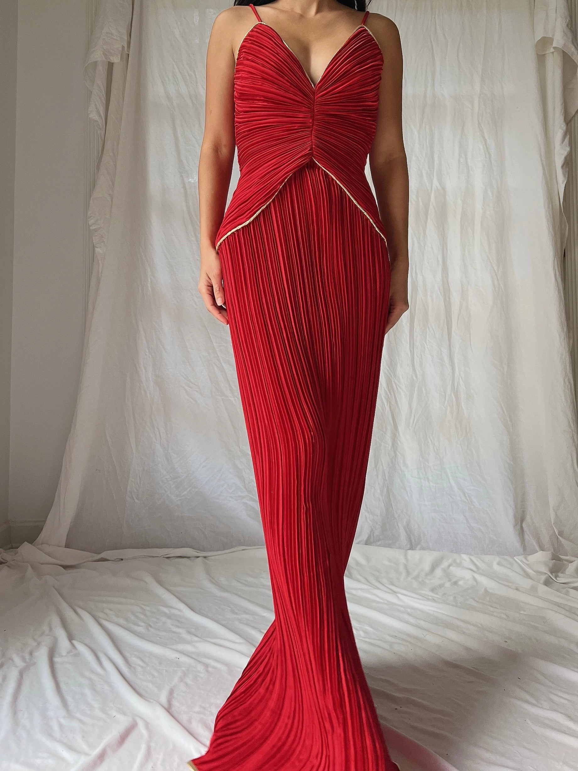 Vintage Micropleated Column Dress - S