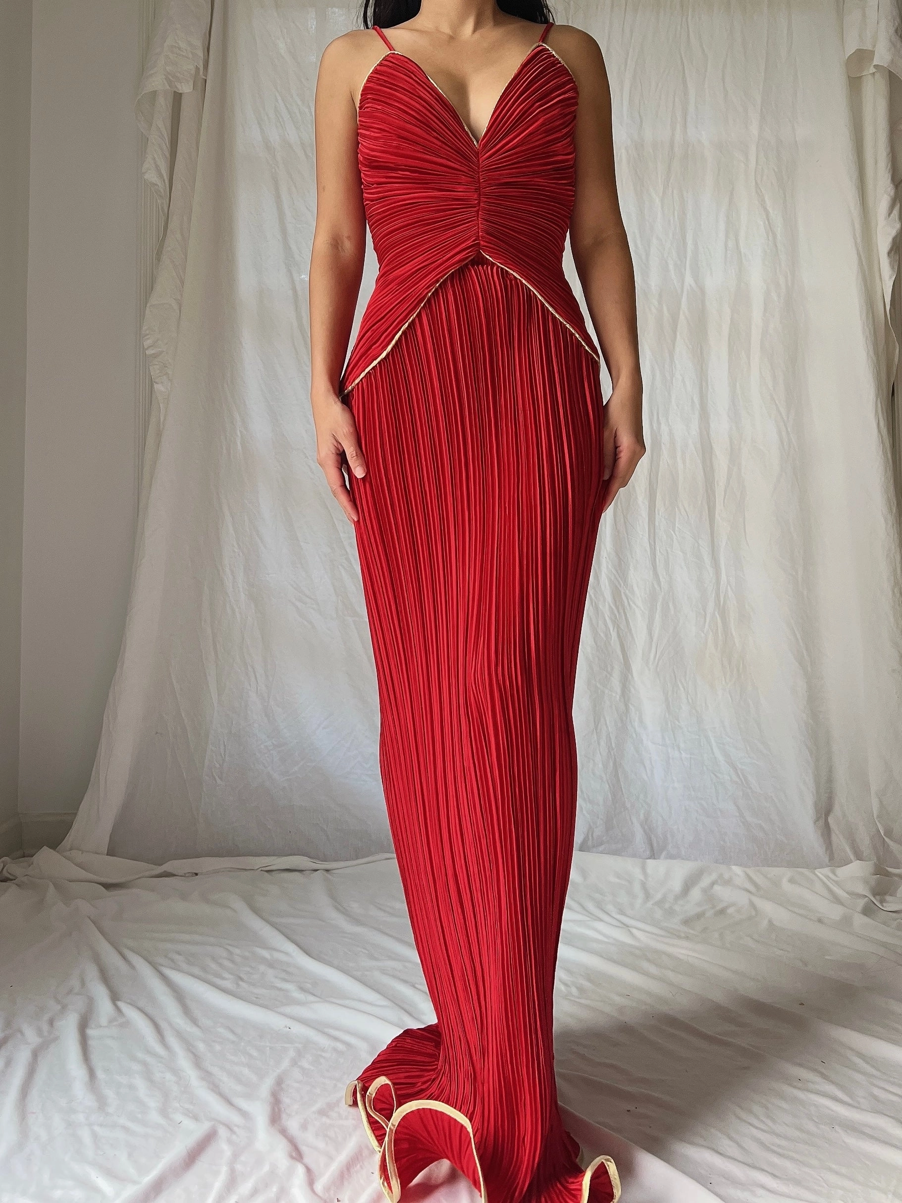 Vintage Micropleated Column Dress - S